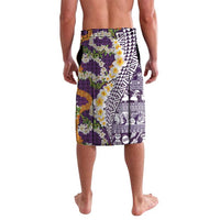Hawaiian Plumeria Lei Lavalava Kakau Motifs and Palaka Half Style Purple Color LT03 - Polynesian Pride