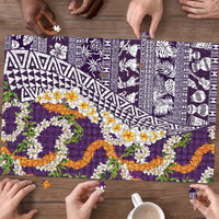 Hawaiian Plumeria Lei Puzzle Kakau Motifs and Palaka Half Style Purple Color LT03 - Polynesian Pride
