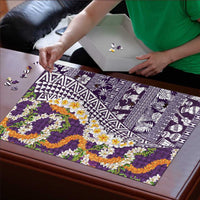 Hawaiian Plumeria Lei Puzzle Kakau Motifs and Palaka Half Style Purple Color LT03 - Polynesian Pride