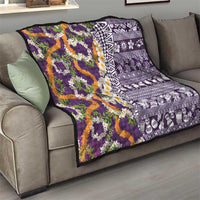 Hawaiian Plumeria Lei Quilt Kakau Motifs and Palaka Half Style Purple Color LT03 - Polynesian Pride