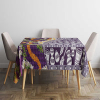 Hawaiian Plumeria Lei Tablecloth Kakau Motifs and Palaka Half Style Purple Color LT03 - Polynesian Pride
