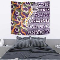 Hawaiian Plumeria Lei Tapestry Kakau Motifs and Palaka Half Style Purple Color LT03 - Polynesian Pride
