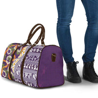 Hawaiian Plumeria Lei Travel Bag Kakau Motifs and Palaka Half Style Purple Color LT03 - Polynesian Pride