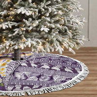 Hawaiian Plumeria Lei Tree Skirt Kakau Motifs and Palaka Half Style Purple Color LT03 - Polynesian Pride