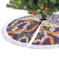 Hawaiian Plumeria Lei Tree Skirt Kakau Motifs and Palaka Half Style Purple Color LT03 - Polynesian Pride