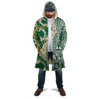 Hawaiian Plumeria Lei Cloak Kakau Motifs and Palaka Half Style Green Color LT03 - Polynesian Pride