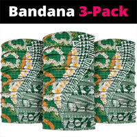 Hawaiian Plumeria Lei Neck Gaiter Kakau Motifs and Palaka Half Style Green Color LT03 package One Size: 25*50cm Green - Polynesian Pride