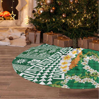 Hawaiian Plumeria Lei Tree Skirt Kakau Motifs and Palaka Half Style Green Color LT03 - Polynesian Pride