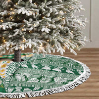 Hawaiian Plumeria Lei Tree Skirt Kakau Motifs and Palaka Half Style Green Color LT03 - Polynesian Pride