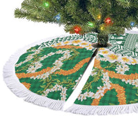 Hawaiian Plumeria Lei Tree Skirt Kakau Motifs and Palaka Half Style Green Color LT03 - Polynesian Pride