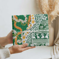 Hawaiian Plumeria Lei Wrapping Paper Kakau Motifs and Palaka Half Style Green Color LT03 - Polynesian Pride