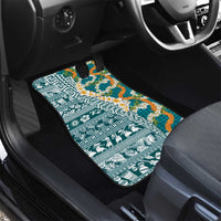 Hawaiian Plumeria Lei Car Mats Kakau Motifs and Palaka Half Style Turquoise Color LT03 - Polynesian Pride