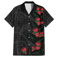 Hawaiian Kakau Art Family Matching Mermaid Dress and Hawaiian Shirt Taro Leaves with Ohia Lehua and Pakala Pattern LT03 Dad's Shirt - Short Sleeve Black - Polynesian Pride