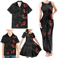 Hawaiian Kakau Art Family Matching Tank Maxi Dress and Hawaiian Shirt Taro Leaves with Ohia Lehua and Pakala Pattern LT03 - Polynesian Pride