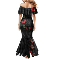 Hawaiian Kakau Art Mermaid Dress Taro Leaves with Ohia Lehua and Pakala Pattern LT03 - Polynesian Pride