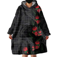 Hawaiian Kakau Art Wearable Blanket Hoodie Taro Leaves with Ohia Lehua and Pakala Pattern LT03 - Polynesian Pride