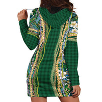 Hawaiian Art Flower Tribal with Lei Hoodie Dress Palaka Pattern Green Color LT03 - Polynesian Pride