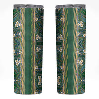 Hawaiian Art Flower Tribal with Lei Skinny Tumbler Palaka Pattern Green Color LT03 Green - Polynesian Pride