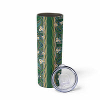 Hawaiian Art Flower Tribal with Lei Skinny Tumbler Palaka Pattern Green Color LT03 - Polynesian Pride