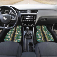 Hawaiian Art Flower Tribal with Lei Car Mats Palaka Pattern Black Color - Polynesian Pride