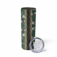 Hawaiian Art Flower Tribal with Lei Skinny Tumbler Palaka Pattern Black Color LT03 - Polynesian Pride