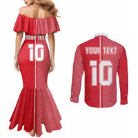 Custom Tahiti Football-Iron Warriors Couples Matching Mermaid Dress and Long Sleeve Button Shirt LT03 - Polynesian Pride