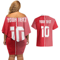 Custom Tahiti Football-Iron Warriors Couples Matching Off Shoulder Short Dress and Hawaiian Shirt LT03 - Polynesian Pride