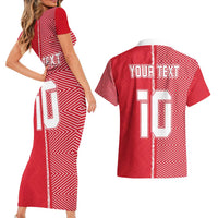 Custom Tahiti Football-Iron Warriors Couples Matching Short Sleeve Bodycon Dress and Hawaiian Shirt LT03 - Polynesian Pride