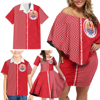 Custom Tahiti Football-Iron Warriors Family Matching Off Shoulder Short Dress and Hawaiian Shirt LT03 - Polynesian Pride