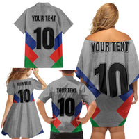 Custom New Caledonia-The Kagus Family Matching Off Shoulder Short Dress and Hawaiian Shirt LT03 - Polynesian Pride