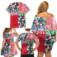 Hawaiian Floral Kakau Tropical Leaves-Sporty Style Family Matching Off Shoulder Short Dress and Hawaiian Shirt LT03 - Polynesian Pride