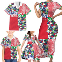 Hawaiian Floral Kakau Tropical Leaves-Sporty Style Family Matching Short Sleeve Bodycon Dress and Hawaiian Shirt LT03 - Polynesian Pride