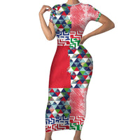 Hawaiian Floral Kakau Tropical Leaves-Sporty Style Family Matching Short Sleeve Bodycon Dress and Hawaiian Shirt LT03 Mom's Dress Art - Polynesian Pride