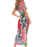 Hawaiian Floral Kakau Tropical Leaves-Sporty Style Family Matching Short Sleeve Bodycon Dress and Hawaiian Shirt LT03 - Polynesian Pride