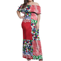 Hawaiian Floral Kakau Tropical Leaves-Sporty Style Off Shoulder Maxi Dress LT03 Women Art - Polynesian Pride