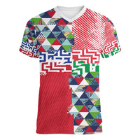 Hawaiian Floral Kakau Tropical Leaves-Sporty Style Women V-Neck T-Shirt LT03 Female Art - Polynesian Pride