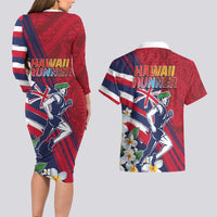 Hawaii Runner-Kakau Art with Lei and Plumeria Couples Matching Long Sleeve Bodycon Dress and Hawaiian Shirt LT03 - Polynesian Pride