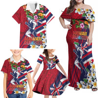 Hawaii Runner-Kakau Art with Lei and Plumeria Family Matching Off Shoulder Maxi Dress and Hawaiian Shirt LT03 - Polynesian Pride