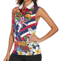 Hawaii Runner-Kakau Art with Lei and Plumeria Women Sleeveless Polo Shirt LT03 - Polynesian Pride