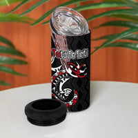 Aotearoa Toitu Te Tiriti Taniko 4 in 1 Can Cooler Tumbler Maori Taniwha Haka - Honour the Treaty LT03 - Polynesian Pride