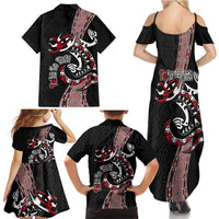 Aotearoa Toitu Te Tiriti Taniko Family Matching Summer Maxi Dress and Hawaiian Shirt Maori Taniwha Haka - Honour the Treaty LT03 - Polynesian Pride