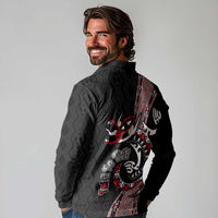 Aotearoa Toitu Te Tiriti Taniko Long Sleeve Polo Shirt Maori Taniwha Haka - Honour the Treaty LT03 - Polynesian Pride