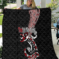 Aotearoa Toitu Te Tiriti Taniko Quilt Maori Taniwha Haka - Honour the Treaty LT03 Black - Polynesian Pride