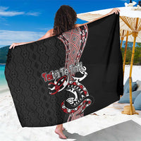 Aotearoa Toitu Te Tiriti Taniko Sarong Maori Taniwha Haka - Honour the Treaty LT03 One Size 44 x 66 inches Black - Polynesian Pride