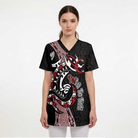Aotearoa Toitu Te Tiriti Taniko Scrub Top Maori Taniwha Haka - Honour the Treaty LT03 - Polynesian Pride
