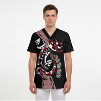 Aotearoa Toitu Te Tiriti Taniko Scrub Top Maori Taniwha Haka - Honour the Treaty LT03 - Polynesian Pride