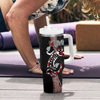 Aotearoa Toitu Te Tiriti Taniko Tumbler With Handle Maori Taniwha Haka - Honour the Treaty LT03 - Polynesian Pride
