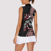 Aotearoa Toitu Te Tiriti Taniko Women Sleeveless Polo Shirt Maori Taniwha Haka - Honour the Treaty LT03 - Polynesian Pride
