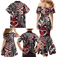 Aotearoa Maori Moko Art with Taniko Half Style Family Matching Mermaid Dress and Hawaiian Shirt LT03 - Polynesian Pride