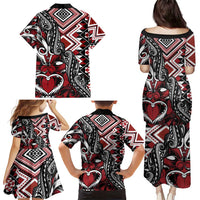 Aotearoa Maori Moko Art with Taniko Half Style Family Matching Puletasi and Hawaiian Shirt LT03 - Polynesian Pride